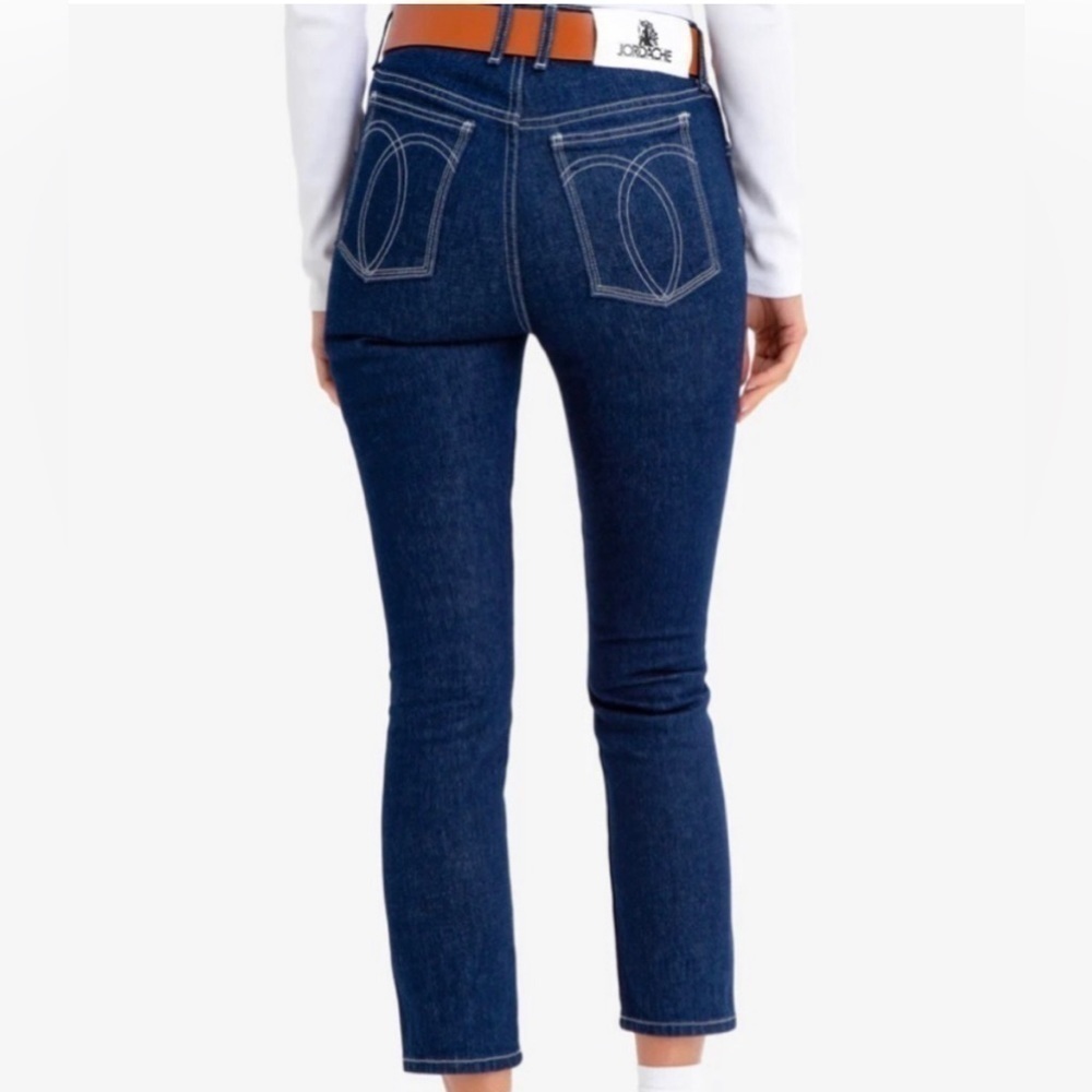 JORDACHE DARK BLUE VINTAGE CROP JEANS WHITE LABEL NEW FROM RENT THE RUNWAY